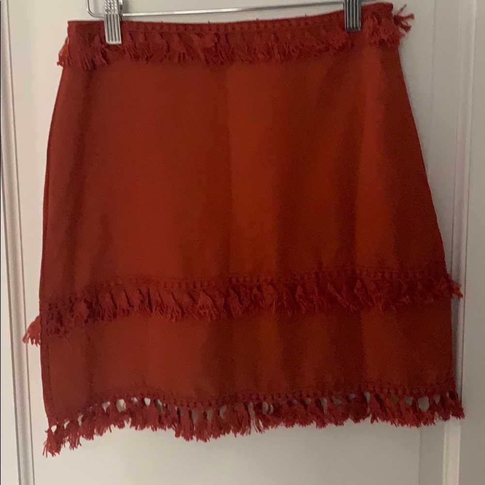 Orange tassel skirt!